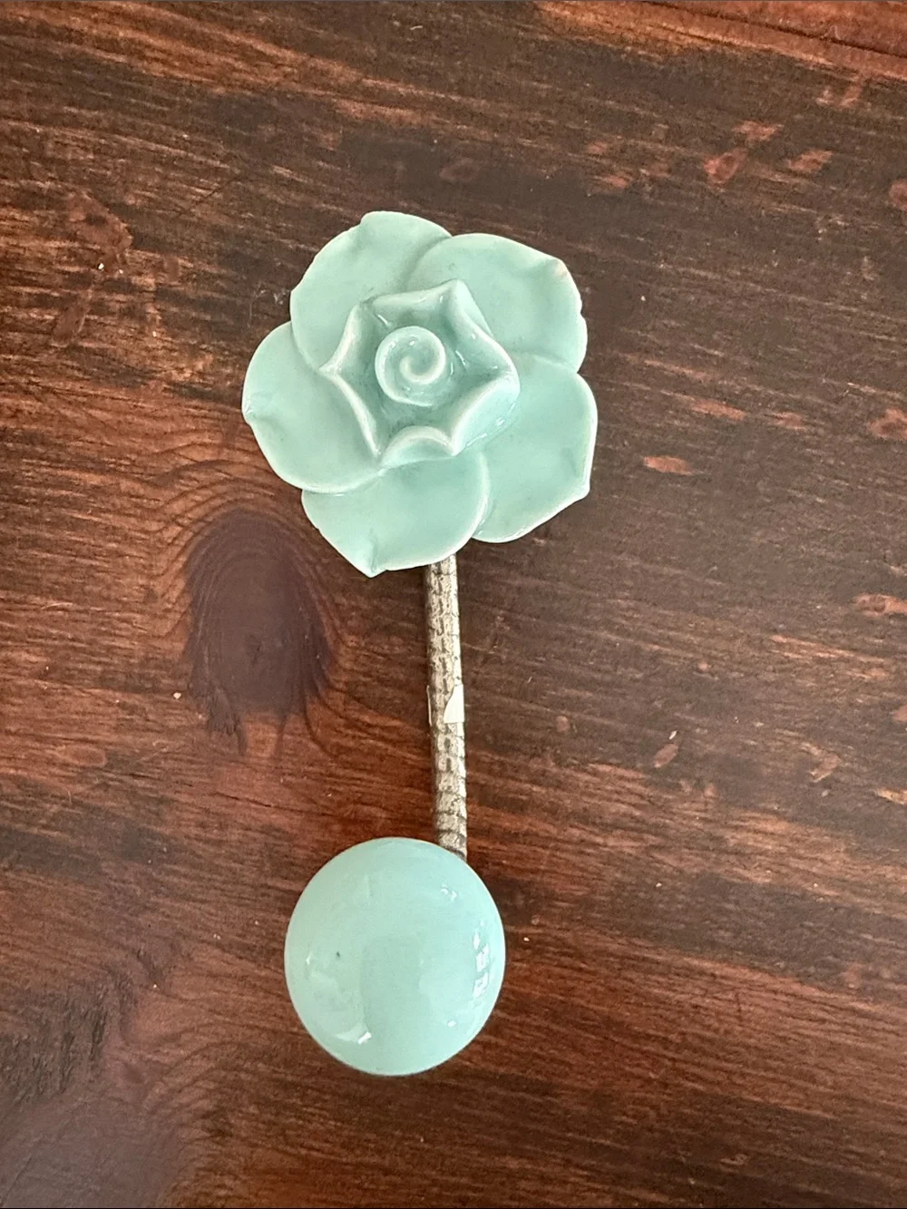 Anthropologie Blue Floral Ceramic Wall Hook